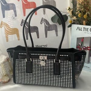 MICHAEL KORS Hamilton Moderne Small Studded Suede Satchel